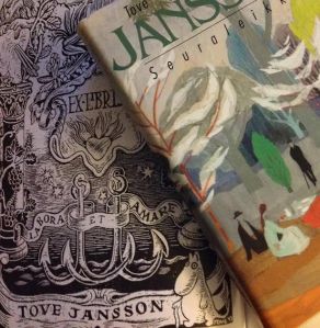 Janssonin ex libris -motto ja kansikuvitus yhteen viimeisimmistä julkaisuista.