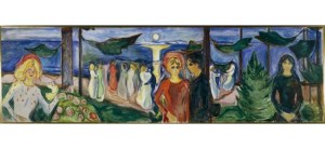 Elämän tanssi. Kuva on Norjan viralliselta sivustolta (http://www.norja.fi/News_and_events/Kulttuuri/Edvard-Munch---Elaman-tanssi/#.VMzdTGiUdcY).
